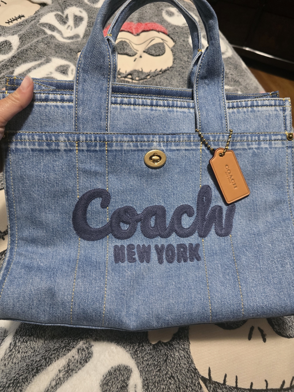Coach Denim Blue New York Embroidered Tote